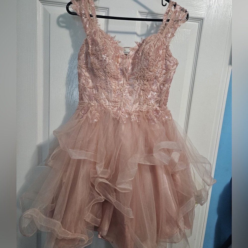 Let’s Prom Dress Embroidered Pink - S